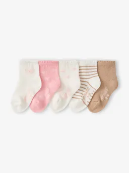 Vertbaudet 5er-Pack Baby Socken mit Zierkante und Schleife-Motiv – Produktbild 1 von 1