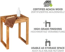 Wenko Wenko Badhocker Fondi, fürs Badezimmer aus Akazienholz, auch als Ablage nutzbar – Produktbild 1 von 1