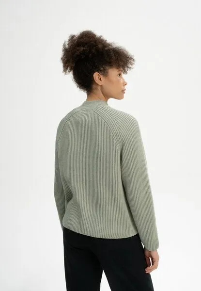 MELA Rippstrick Stehkragenpullover ANALAH | von MELA | Fairtrade & GOTS zertifiziert, Green clay, – Produktbild 2 von 4