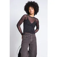 JAN N JUNE JAN 'N JUNE Damen vegan Top Dora Mesh Dark Leopard – Produktbild 1 von 1