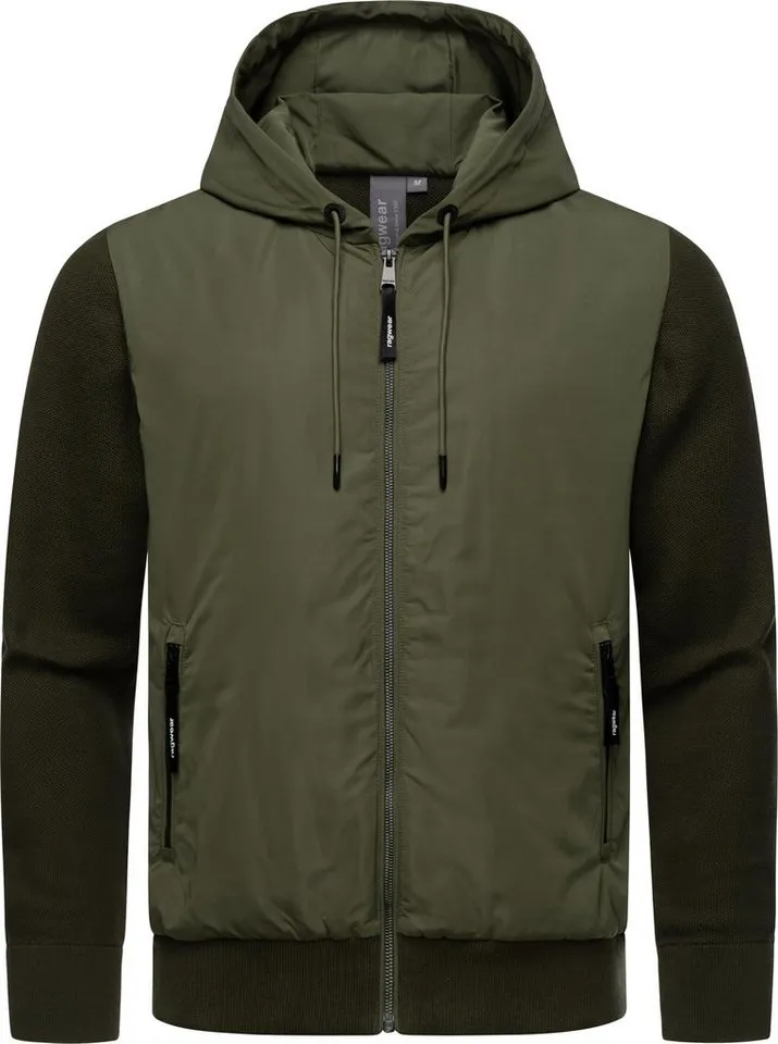 ragwear ragwear Outdoorjacke Ronel Leichte Herren Jacke mit weichen Strickärmeln, Grün, – Produktbild 2 von 5