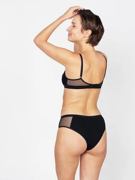 erlich textil erlich textil Jule bügelloses Mesh Bustier aus weichem Modal, Schwarz, – Produktbild 2 von 5