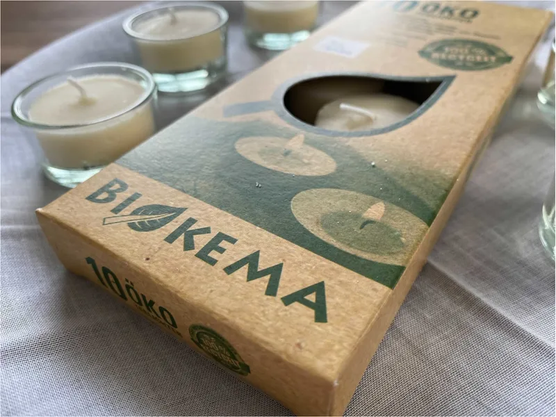 BIOKEMA BIOKEMA Klimaneutrale Bio-Teelichter ohne Hülle 10er Schachtel – Produktbild 2 von 2