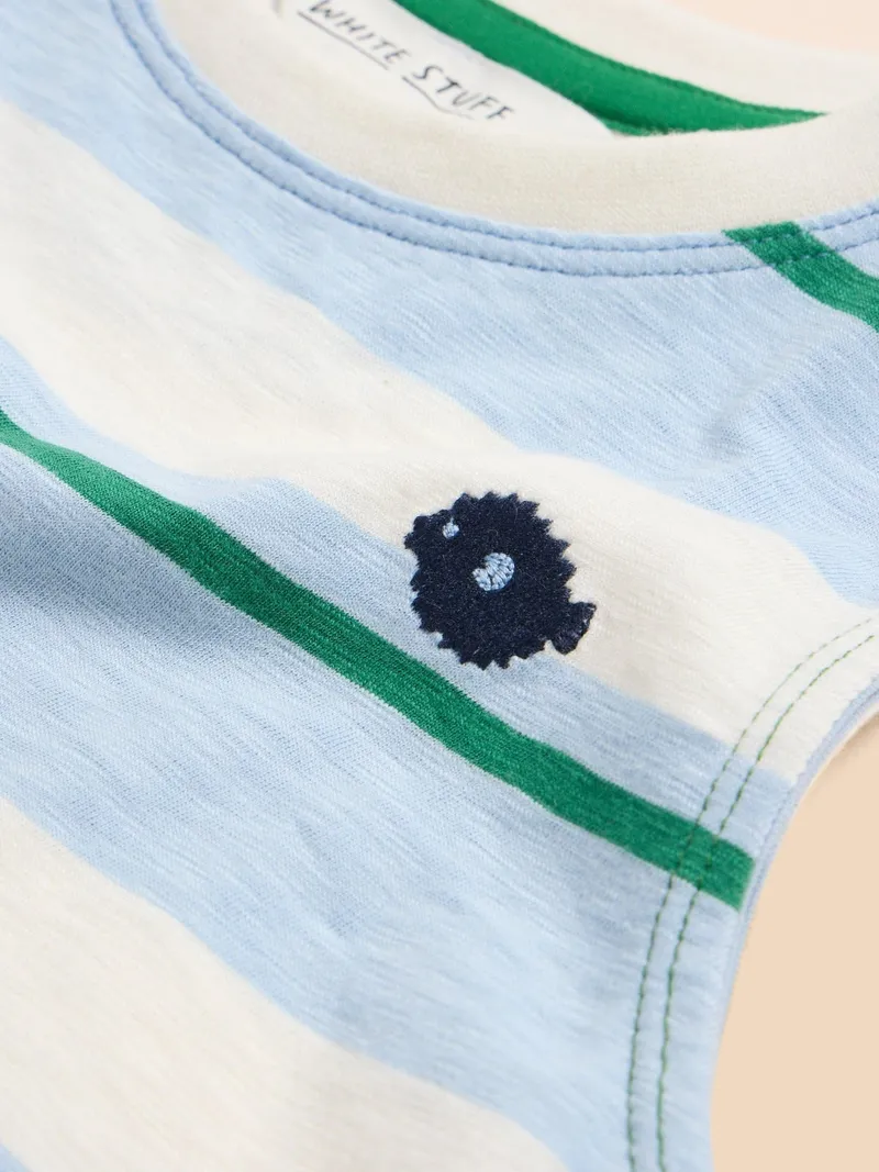 White Stuff Gestreiftes ärmelloses T-Shirt - 7-8, Blau multi, – Produktbild 2 von 3