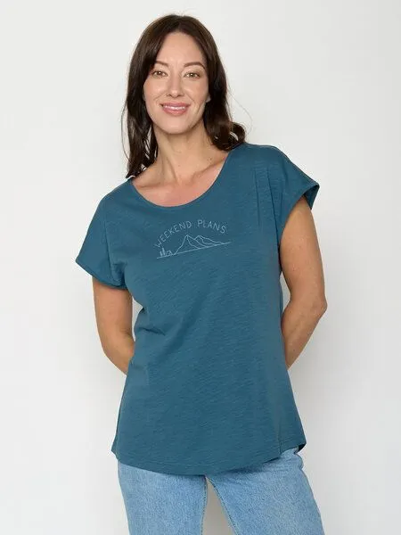 GreenBomb GREENBOMB Weekend Plans Cool - Lässiges T-Shirt aus Bio-Baumwolle / hochwertiger Print / GOTS / Fair & Vegan, Blau (wahres blau), – Produktbild 1 von 4