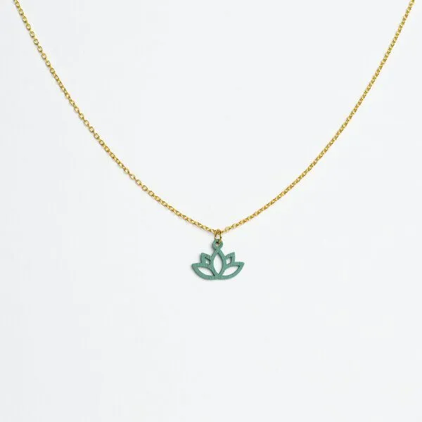 feinformart feinformart Kette mit Holzanhänger 'Lotus', Aquamarin (türkis), – Produktbild 1 von 4