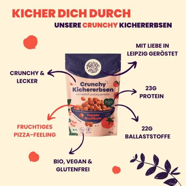 Hülsenreich Hülsenreich Bio Crunchy Kichererbsen Tomate-Basilikum – Produktbild 3 von 4