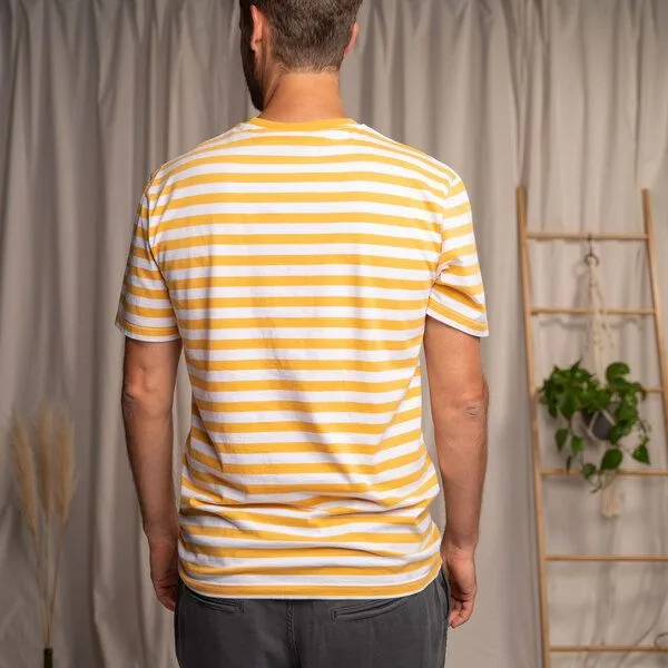 Vresh Clothing Vresh Clothing Vrederiko - T-Shirt aus Biobaumwolle, Gestreift senf/weiß, – Produktbild 2 von 4