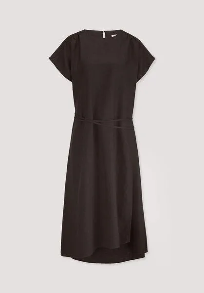 hessnatur hessnatur Gewebe Kleid mit Wickeloptik Midi aus reinem Leinen, Kakao braun, – Produktbild 5 von 5