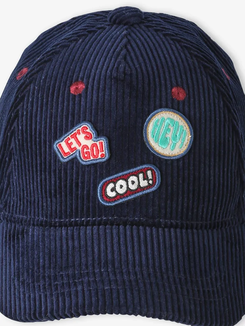 Vertbaudet Kinder Cap aus Cord mit Aufnähern, Marine, – Produktbild 1 von 3