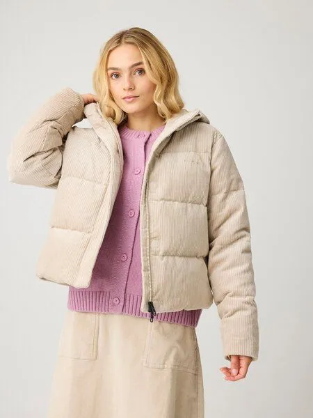 KnowledgeCotton Apparel KnowledgeCotton Apparel Cord Puffer Jacke CORDUROY - Relaxed Fit - aus Bio-Baumwolle, Beige-light-feather-gray, – Produktbild 1 von 2