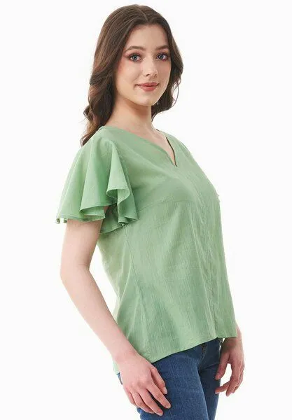 ORGANICATION ORGANICATION Bluse aus Bio-Baumwoll-Voile, Grün(matcha green), – Produktbild 3 von 4