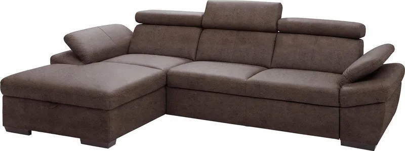 exxpo - sofa fashion Ecksofa Salerno, Funktionssofa, Breite 280cm, hoher Sitzkomfort, L-Form, inkl. Kopf- und Armteilverstellung, wahlweise mit Bettfunktion, Braun, – Produktbild 7 von 8
