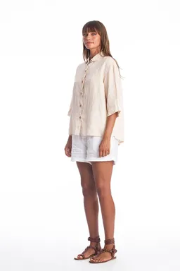 RAVENS VIEW IBIZA RAVENS VIEW IBIZA Damen vegan Leinenbluse Sommer Sand – Produktbild 1 von 1