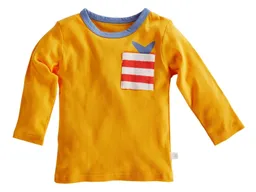 HANS NATUR Kinder Langarmshirt Bio-Baumwolle orange mit Tasche Gr.110/116 – Produktbild 1 von 1