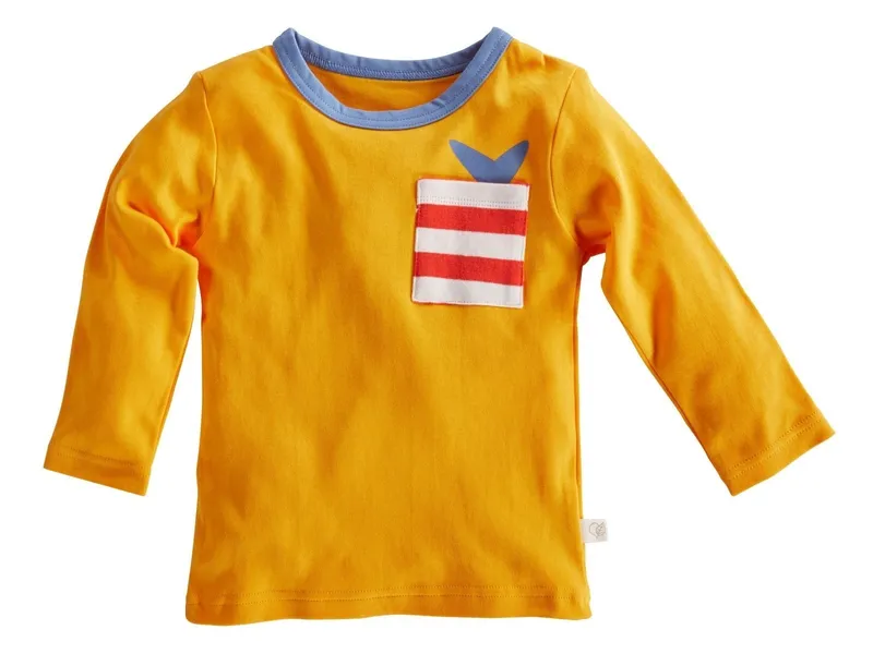HANS NATUR Kinder Langarmshirt Bio-Baumwolle orange mit Tasche Gr.110/116, Orange, – Produktbild 1 von 2