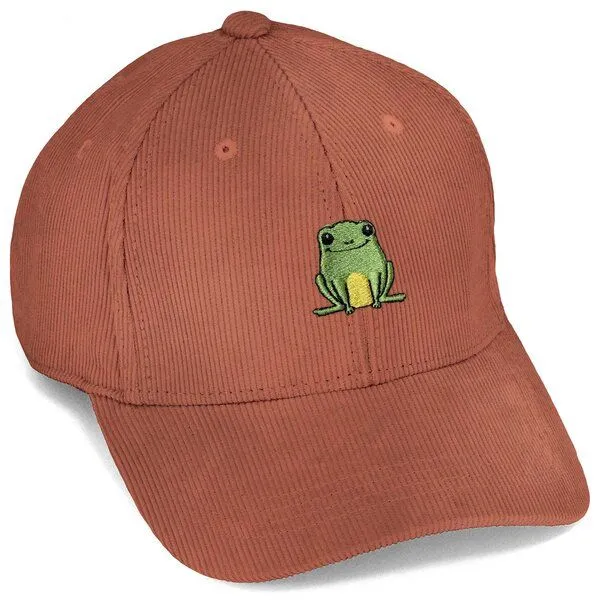 LIGARTI Bestickte Cord Cap – Nils der Frosch – LIGARTI Tiermanufaktur, Terracotta, – Produktbild 1 von 4