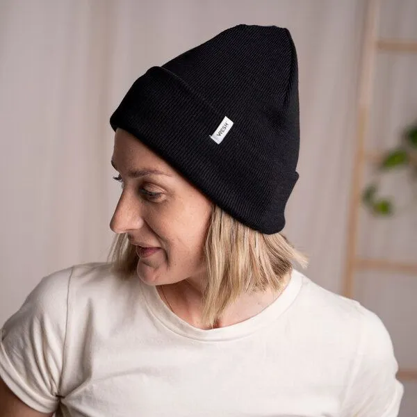Vresh Clothing Vresh Clothing Veo - Classy Beanie aus Biobaumwolle, Schwarz, – Produktbild 2 von 3