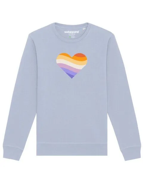 watapparel watapparel Sweatshirt Unisex Rainbow Heart, Serene blue, – Produktbild 1 von 3