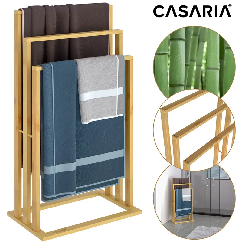 Casaria® Handtuchhalter Bambus, Braun, – Produktbild 2 von 2