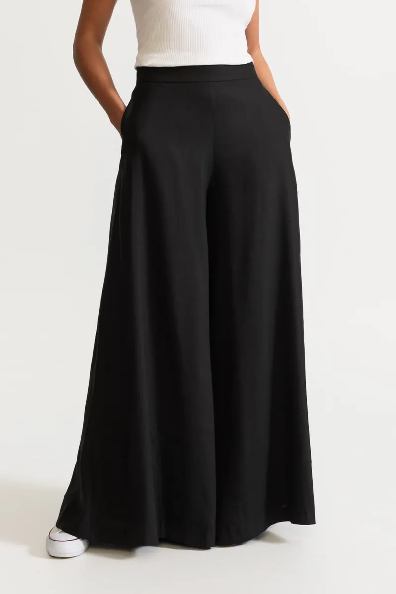 De IONESCU De IONESCU Damen vegan Hose Palazzo Leinen, Schwarz, – Produktbild 2 von 2