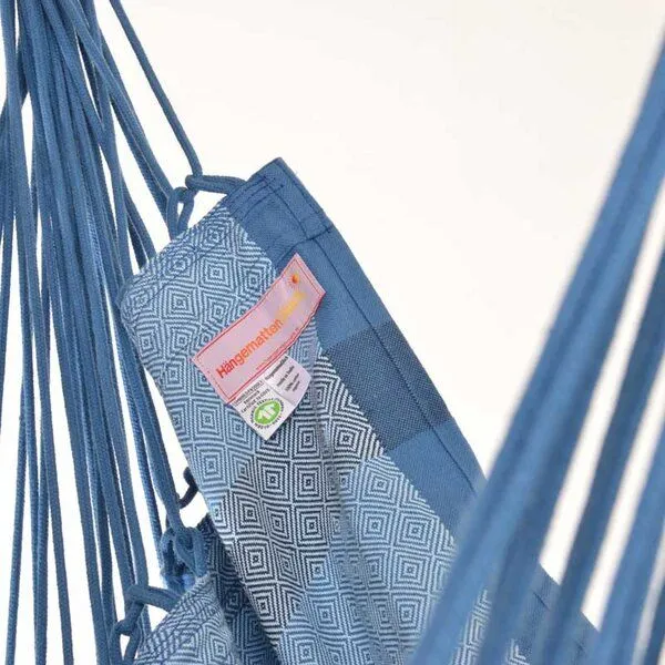 HängemattenGlück HängemattenGlück Hängesessel aus Bio-Baumwolle, handgewebt, GOTS zertifiziert, Sonjo, Saphira blau, – Produktbild 4 von 5