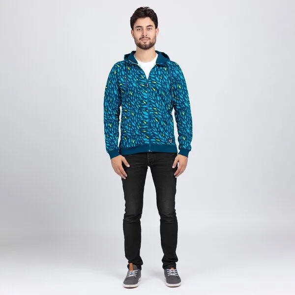 Lexi&Bö Lexi&Bö School of fish Zip Hoodie Herren, Poseidon (blau), – Produktbild 2 von 4