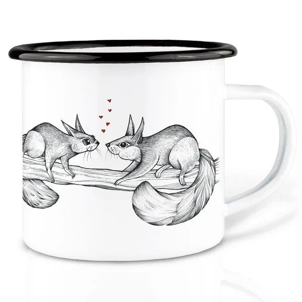 LIGARTI Emaille Tasse – Zwei Hörnchen – LIGARTI Tiermanufaktur – Produktbild 1 von 4