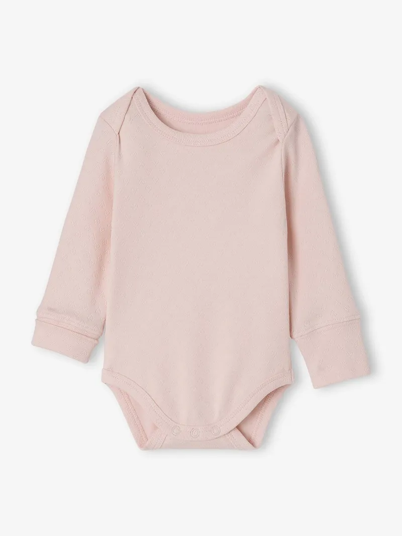 Vertbaudet Vertbaudet 3er-Pack Baby Schlupfbodys mitwachsend Pointelle-Strick, Rosa, – Produktbild 3 von 4