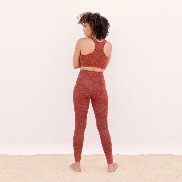 Jaya Jaya LEONA - Damen - High-Rise Leggings mit Allover-Leopard-Print aus weichem TENCEL Lyocell/Biobaumwoll-Mix mit doppelter Taillenpartie, Cinnamon/orange, – Produktbild 2 von 3