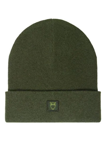 KnowledgeCotton Apparel KnowledgeCotton Apparel Mütze - LEAF Beanie organic wool - GOTS, Grün (forrest night), – Produktbild 1 von 4