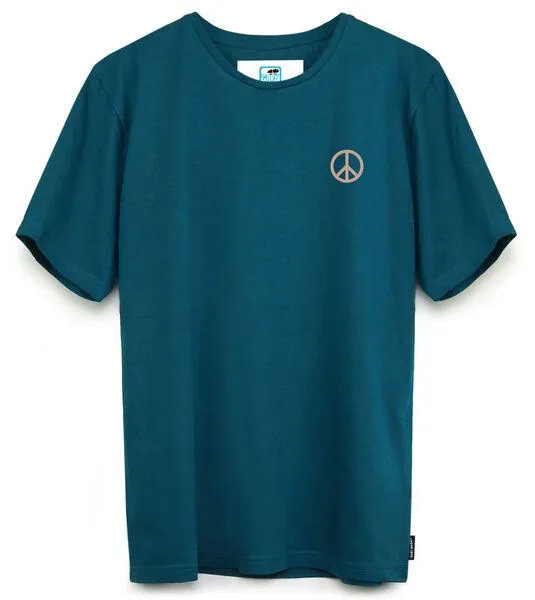 Gary Mash GARY MASH T-Shirt Peace Sign aus Bio-Baumwolle, Petrol, – Produktbild 2 von 4