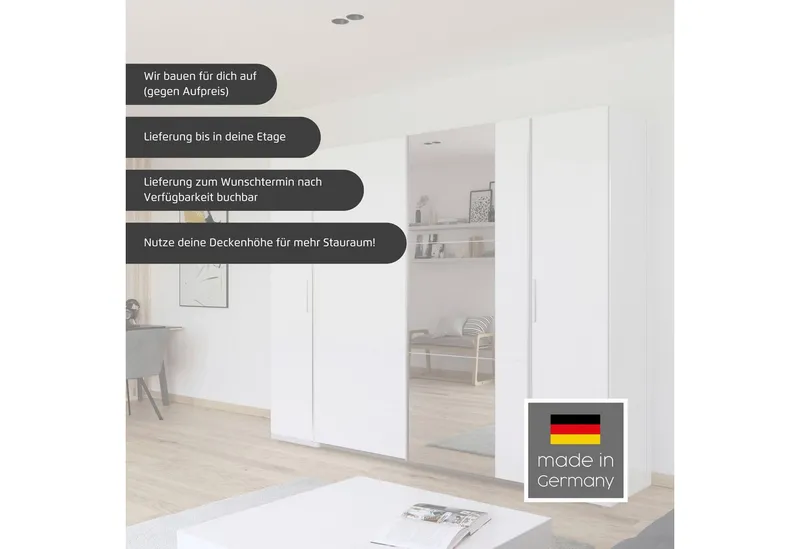 Rauch Rauch Schwebetürenschrank Kleiderschrank Drehtürenschrank Schrank Garderobe KRONACH (in 3 Ausstattungen BASIC/CLASSIC/PREMIUM, Breiten 225/268/311/354 cm) Kombischrank optional mit 1 oder 2 Spiegel viele Böden MADE IN GERMANY, Braun, – Produktbild 3 von 8