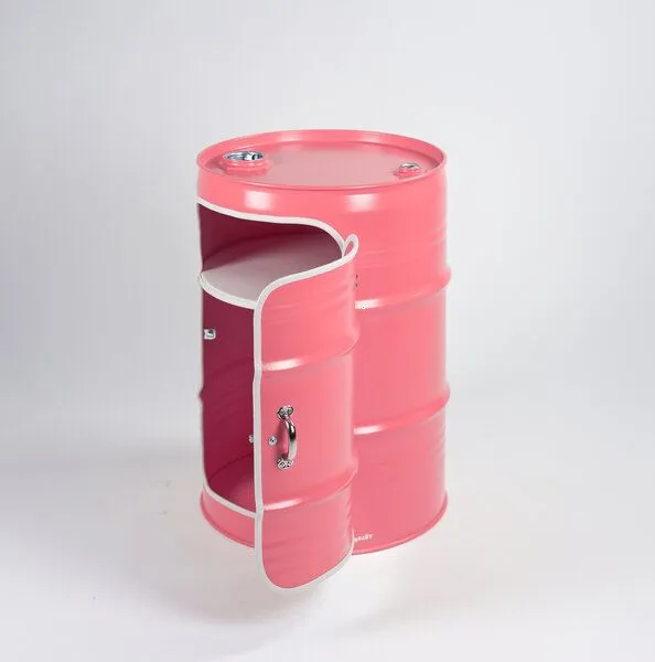 Lockengelöt Lockengelöt Minibar mit Tür aus einem kleinen Ölfass, Altrosa (gepulvert), – Produktbild 4 von 4