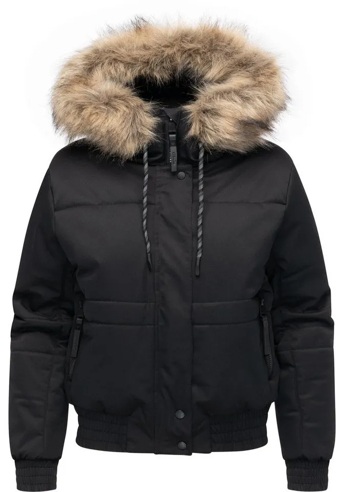 ragwear ragwear Winterjacke Deluxia YOUMODO modische Damen Bomberjacke mit Kunstfell, Schwarz, – Produktbild 2 von 5