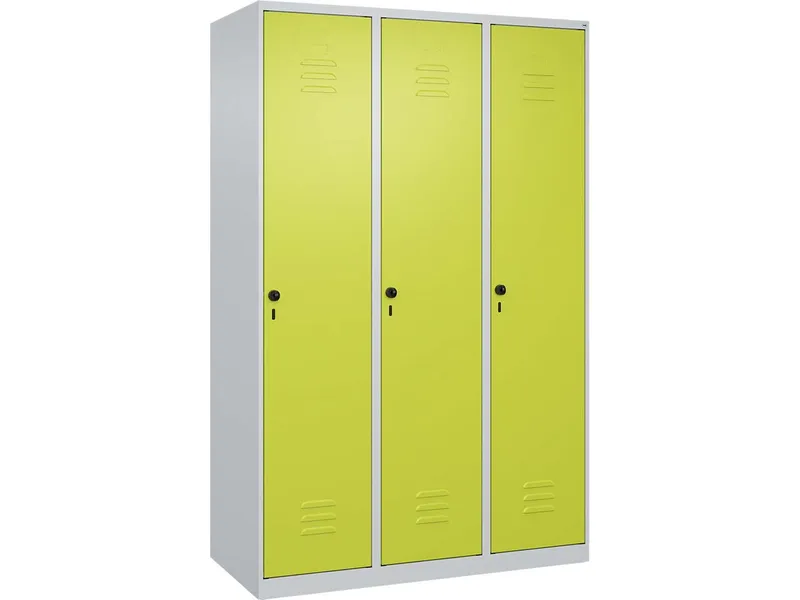 C+P C+P Spind Classic PLUS, 3 Abteile, 1850x1200x500mm, Lichtgrau/Clowngrün – Produktbild 1 von 1