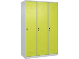 C+P C+P Spind Classic PLUS, 3 Abteile, 1850x1200x500mm, Lichtgrau/Clowngrün – Produktbild 1 von 1
