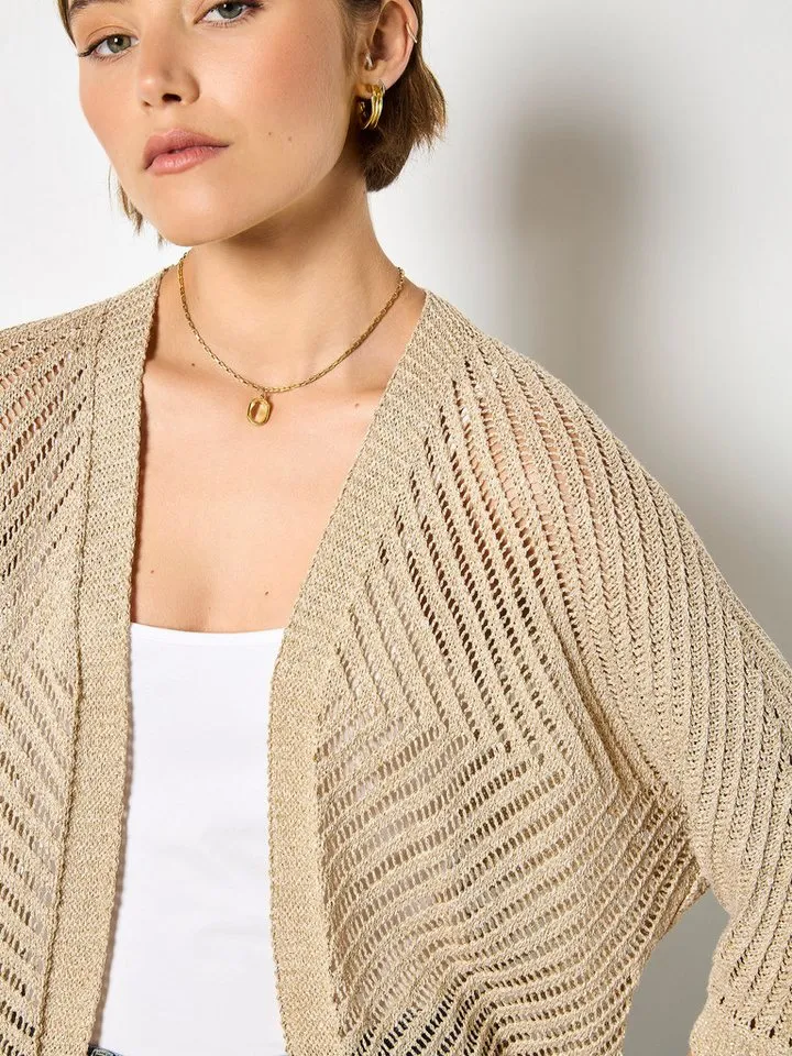 Apricot Apricot Cardigan Goldfarbener, schimmernder Strick-Cardigan mit Goldschimmer, Gelb|goldfarben, – Produktbild 4 von 5