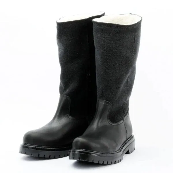 Grand Step Shoes Grand Step Shoes Damen Stiefel pflanzlich gegerbtes Leder/Hanf, Schwarz, – Produktbild 1 von 6