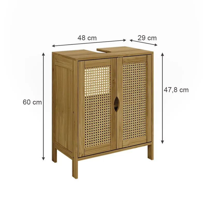 Vicco Waschbeckenunterschrank Liora, Bambus, 48 x 60 cm (1-St), Braun, – Produktbild 2 von 5