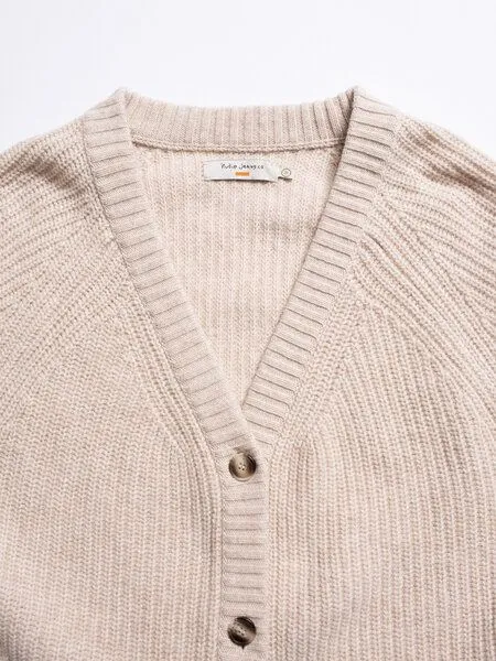 Nudie Jeans Nudie Jeans Strickjacke Kristina Rib - Oat White – Produktbild 3 von 3