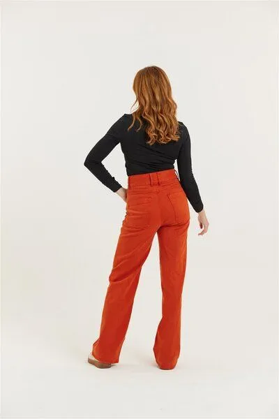Flax and Loom Flax and Loom Tencel-Baumwoll Jeans Straight Fit Modell: Dinah, Burnt orange, – Produktbild 6 von 6
