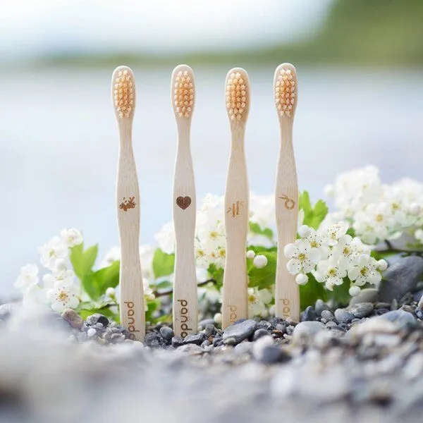 pandoo pandoo 4er-Set - Bambus Kinderzahnbürste - vegan & umweltfreundlich – Produktbild 4 von 6