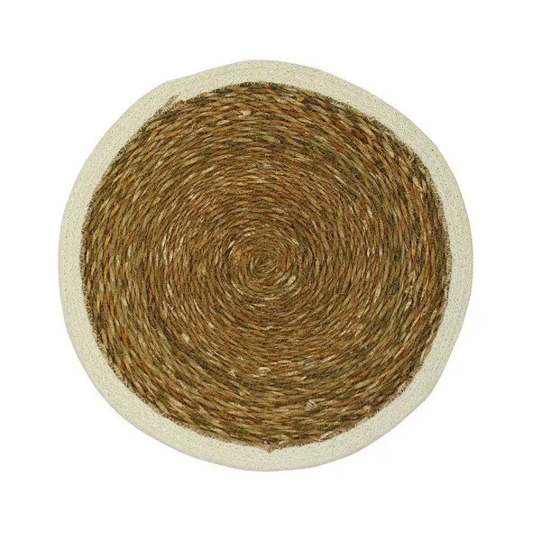 Mitienda Shop Mitienda Shop Handgemachtes Tischset aus Seegras rund, Weiß, – Produktbild 1 von 4