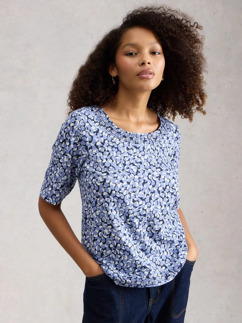 White Stuff T-Shirt Weaver aus Jersey - 34, Blau print, – Produktbild 1 von 4