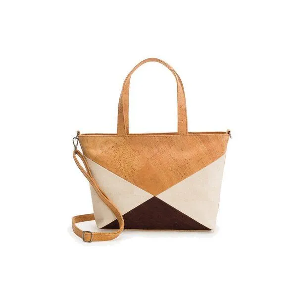 Kork-Deko Kork-Deko Kork-Handtasche beige-braun-weiß (Shopper) – Produktbild 1 von 6