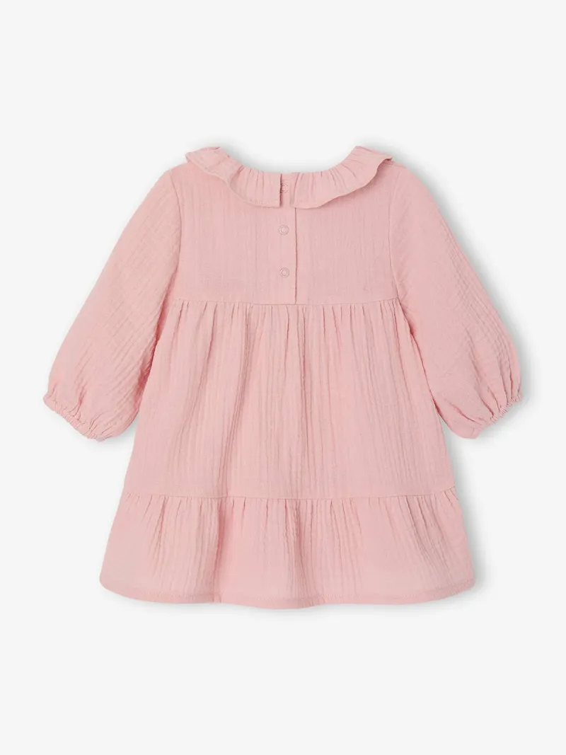 Vertbaudet Musselinkleid Mädchen Baby, Rosa, – Produktbild 2 von 4