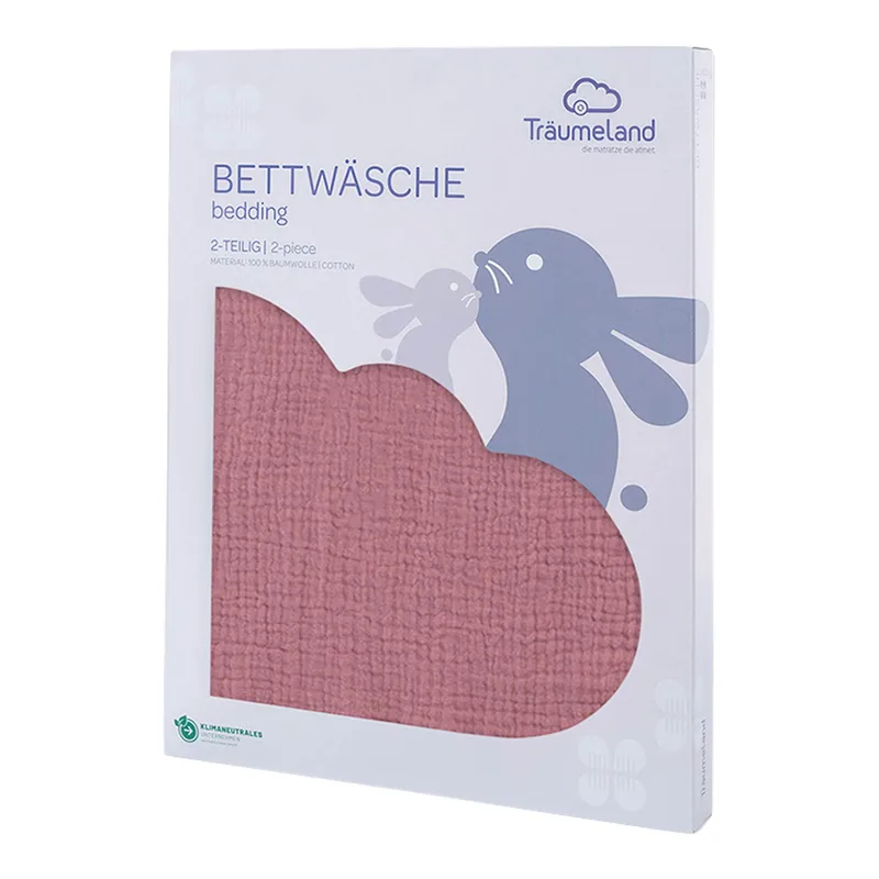 Träumeland Träumeland Bettwäsche Baumwollmusselin 40x60 / 100x135 cm, Dunkelrot, – Produktbild 3 von 3