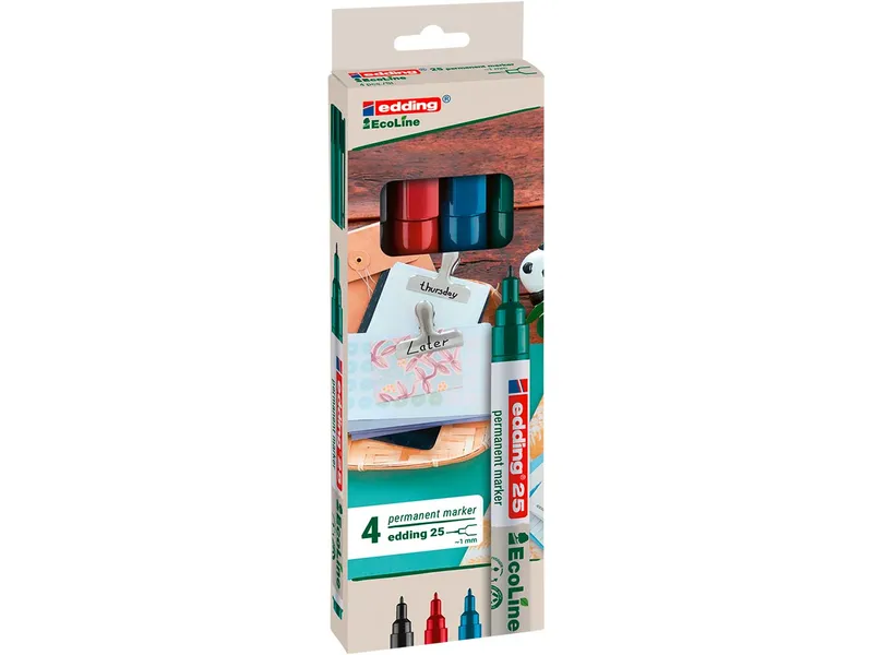 Edding 4er Set edding Permanentmarker "25 EcoLine" farbig sortiert – Produktbild 1 von 2