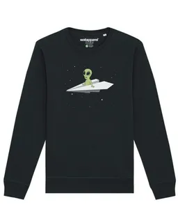 watapparel watapparel Sweatshirt Unisex Alien on a paper plane – Produktbild 1 von 1